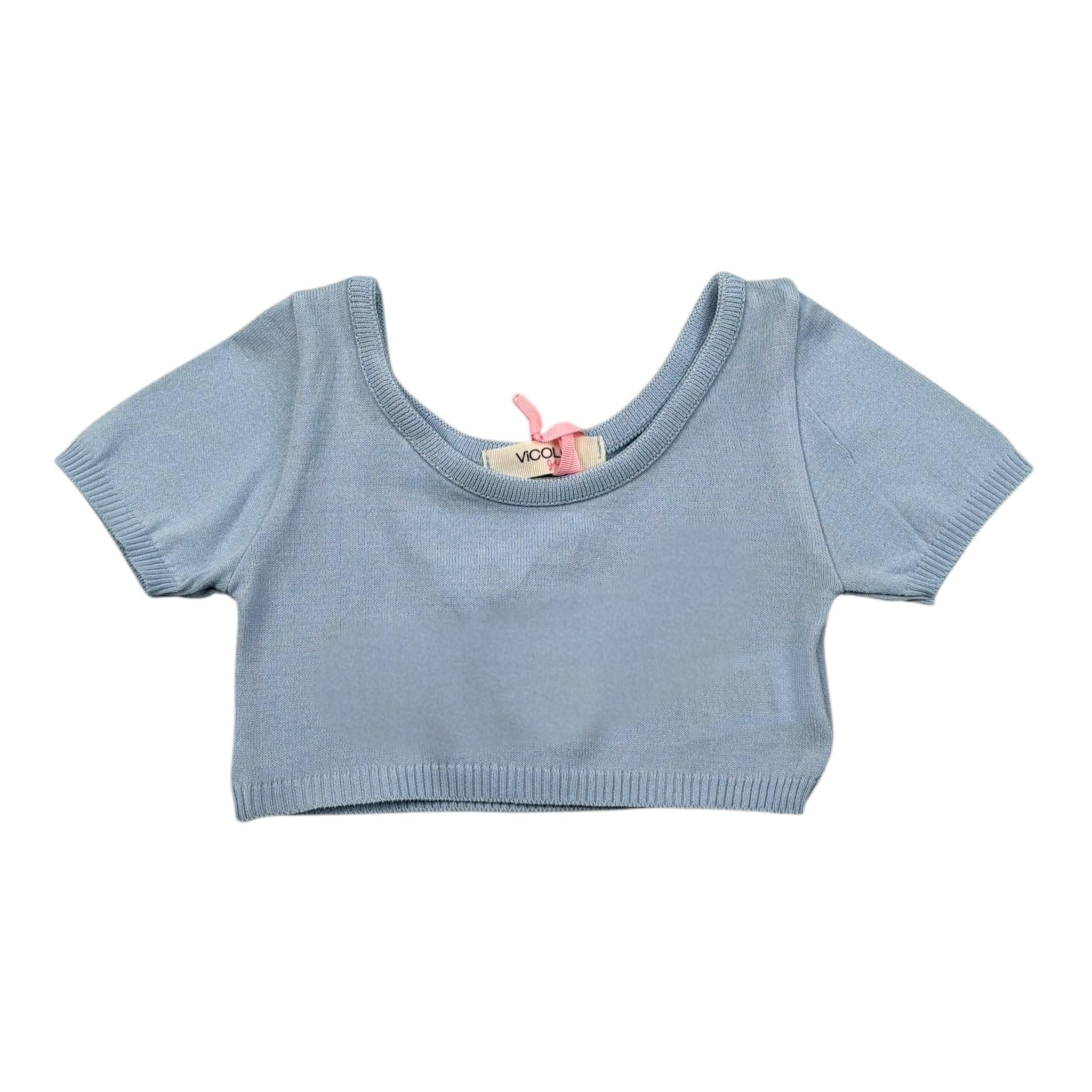 Vicolo T-Shirt Girocollo Tinta Unita per Bambina 3146WY00313XJ AZZURRO VICOLO 