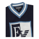 EMPORIO ARMANI maglia scollo a v tinta unita con logo Blu per Bambino 6L4M50 BLU EMPORIO ARMANI 