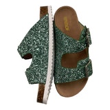 Colors Of California Einfarbige Sandalen mit Glitzerschnallen Grün für Mädchen