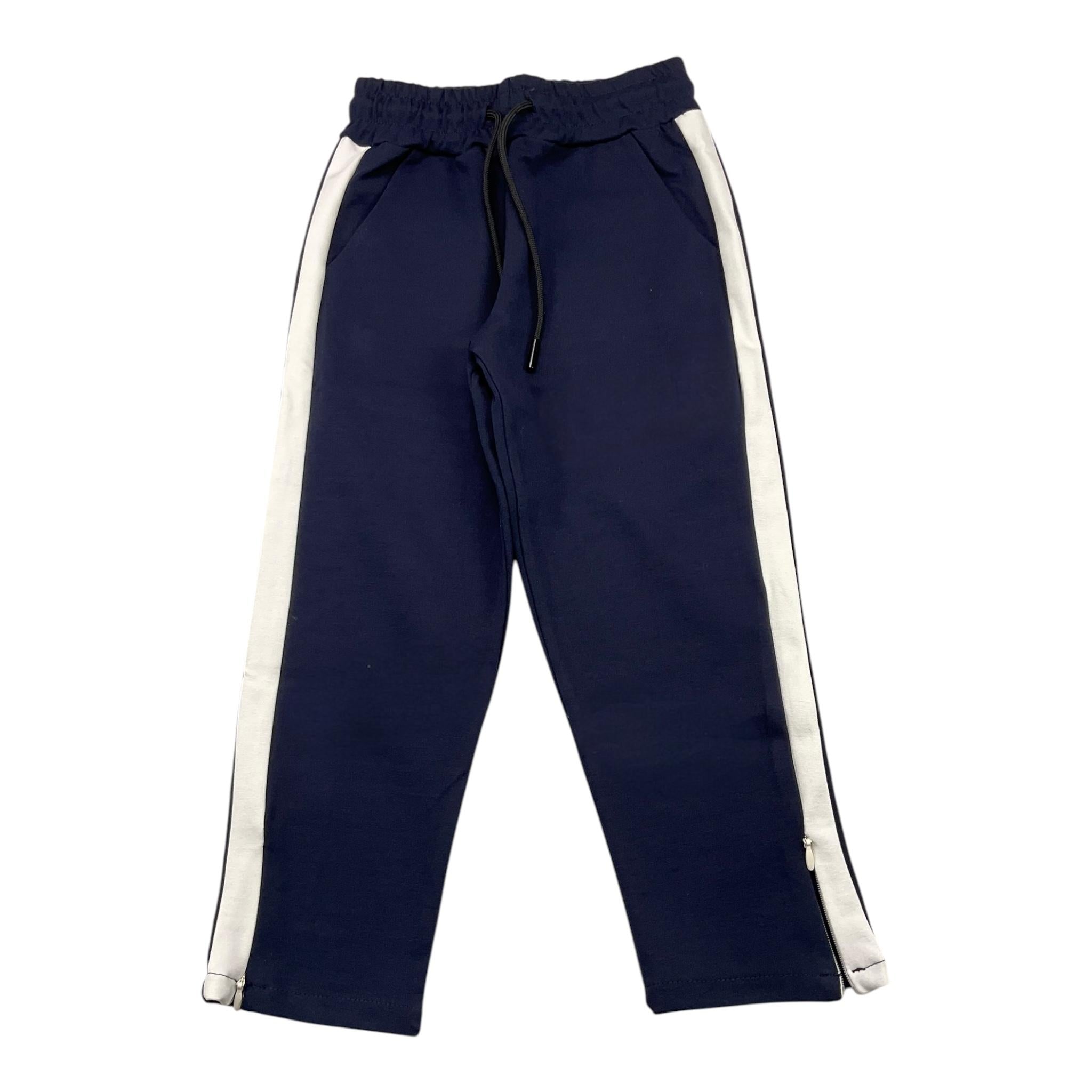 NEVER TOO pantalone tinta unita con profili in contrasto Blu per Bambino NT2174B BLU NEVER TOO 