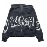 Disclaimer – Schwarzer Kapuzenpullover mit Reißverschluss und Aufdruck für Jungen