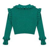 PHILOSOPHY maglia tinta unita con balze e stampa Verde per Bambina PFMA044 VERDE PHILOSOPHY 