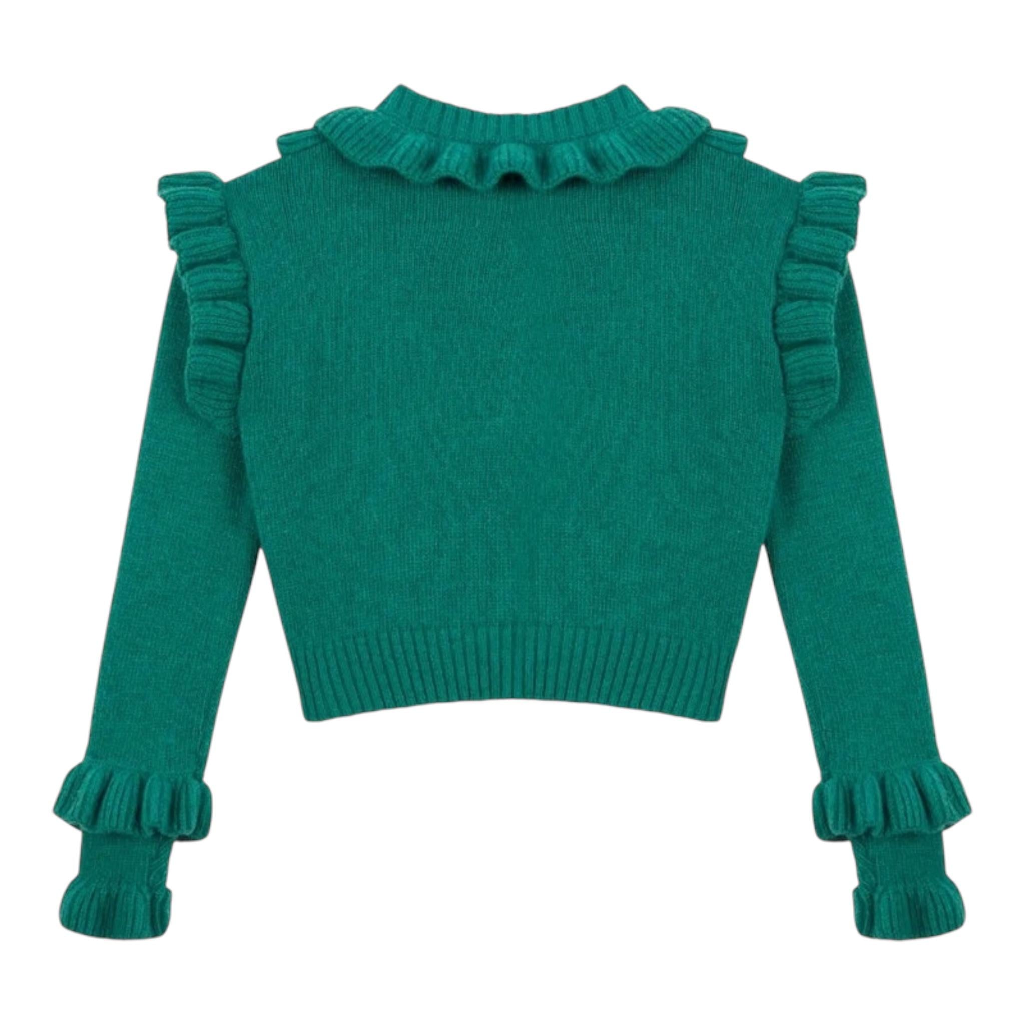 PHILOSOPHY maglia tinta unita con balze e stampa Verde per Bambina PFMA044 VERDE PHILOSOPHY 