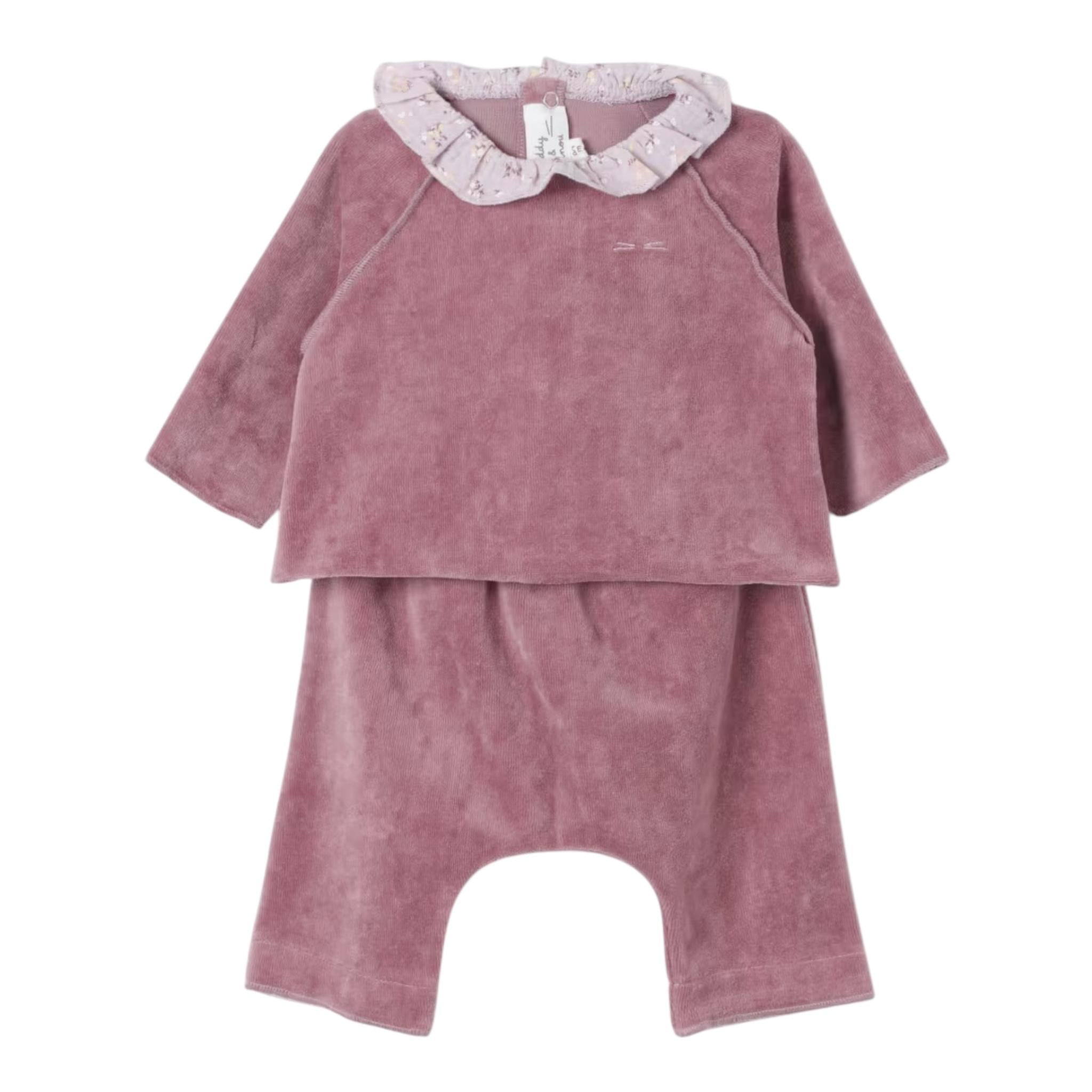 TEDDY E MINOU completo 2 pezzi shirt-pantalone in ciniglia Rosa per Neonata I24CP055M0137 ROSA TEDDY E MINOU 