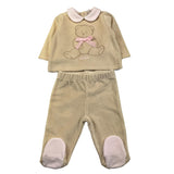 LE BEBE' completo 2 pezzi shirt-ghettina tinta unita in ciniglia Beige per Neonata LBG5962 BEIGE LE BEBE' 