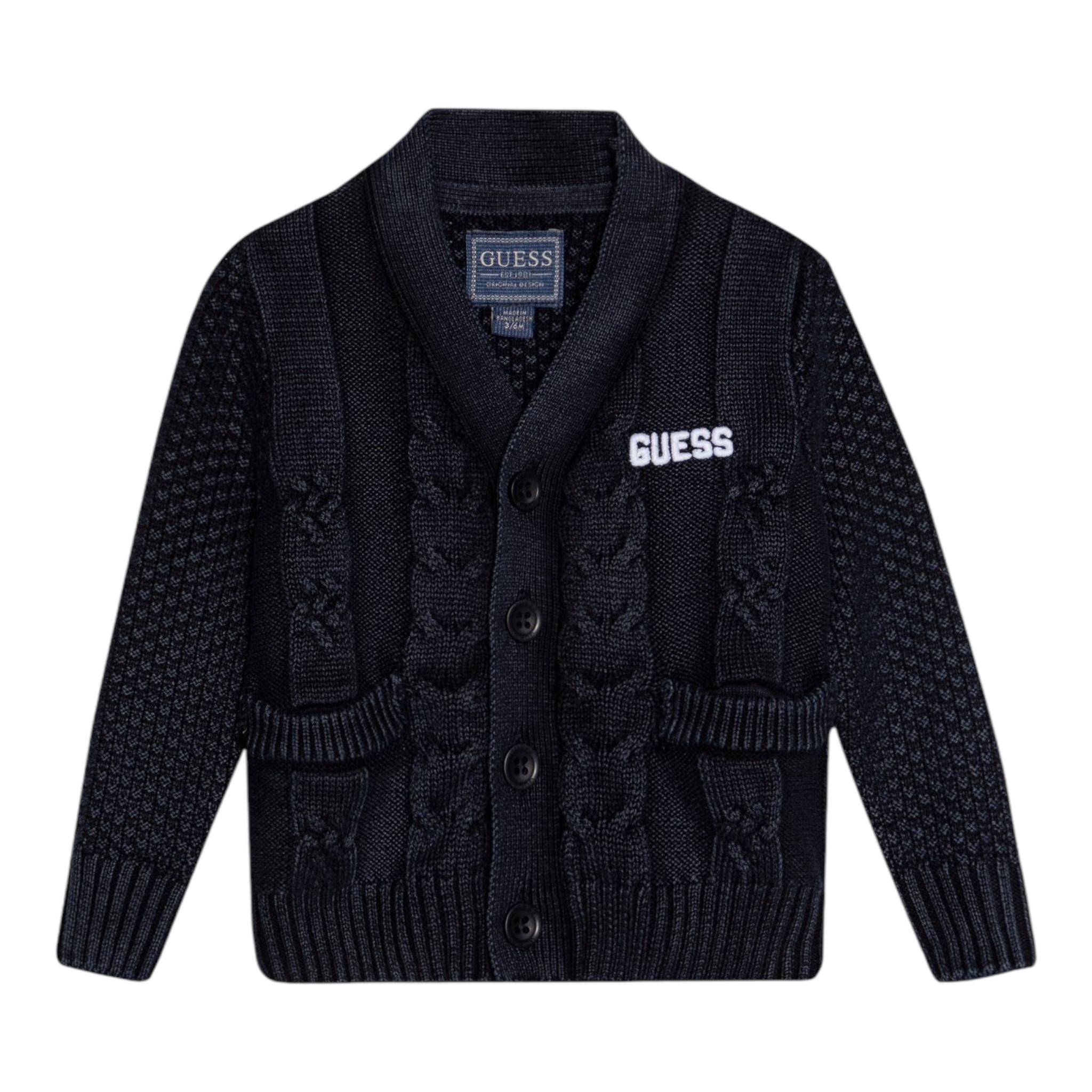 GUESS cardigan tinta unita con stampa Blu per Neonato N4YR04Z3FE0 BLU GUESS 