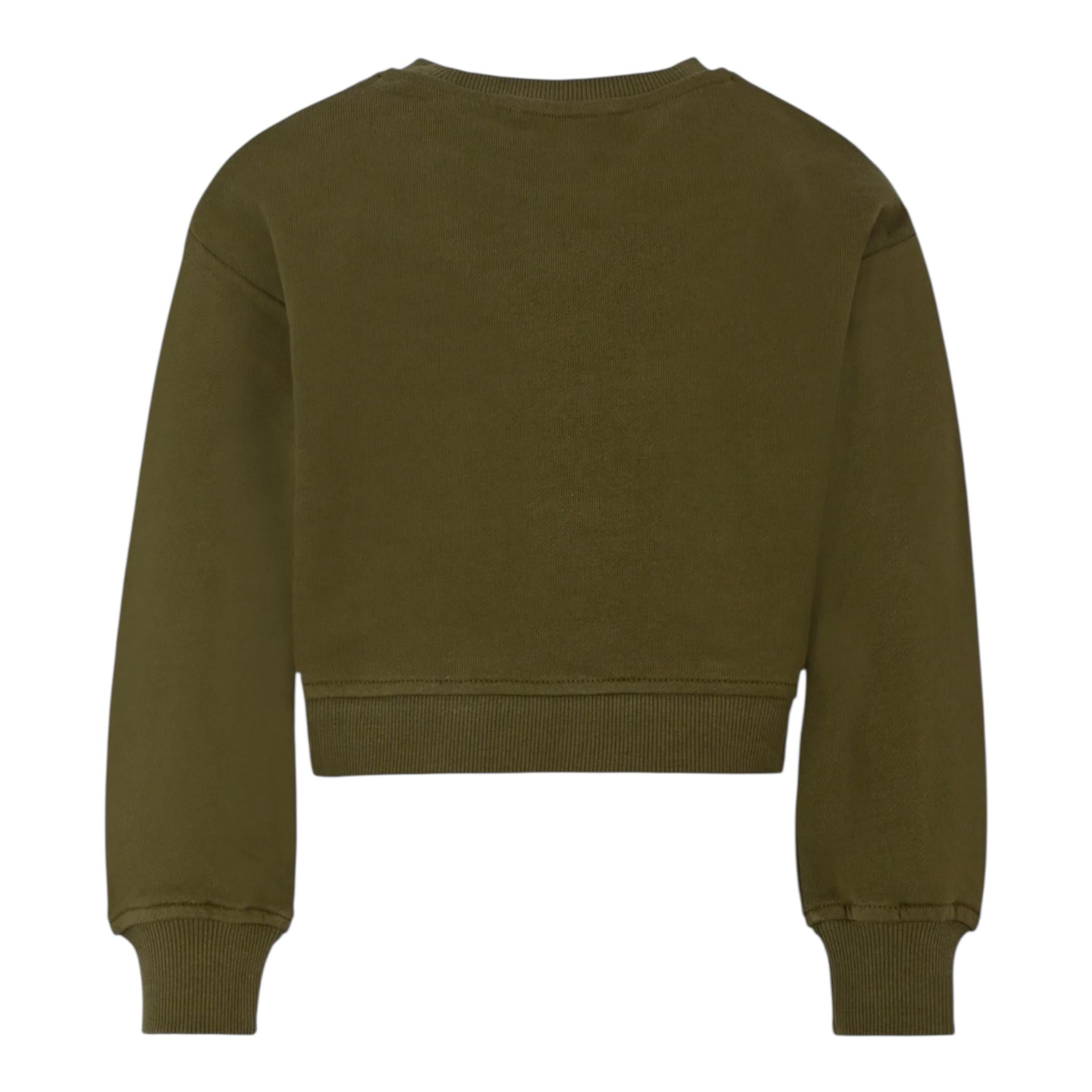 MARC JACOBS felpa chiusa girocollo tinta unita con stampa logo brillantinata Verde per Bambina W60263 VERDE MARC JACOBS 