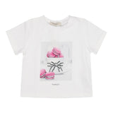 Twinset – Einfarbiges T-Shirt mit Rundhalsausschnitt und weißem Aufdruck für Mädchen