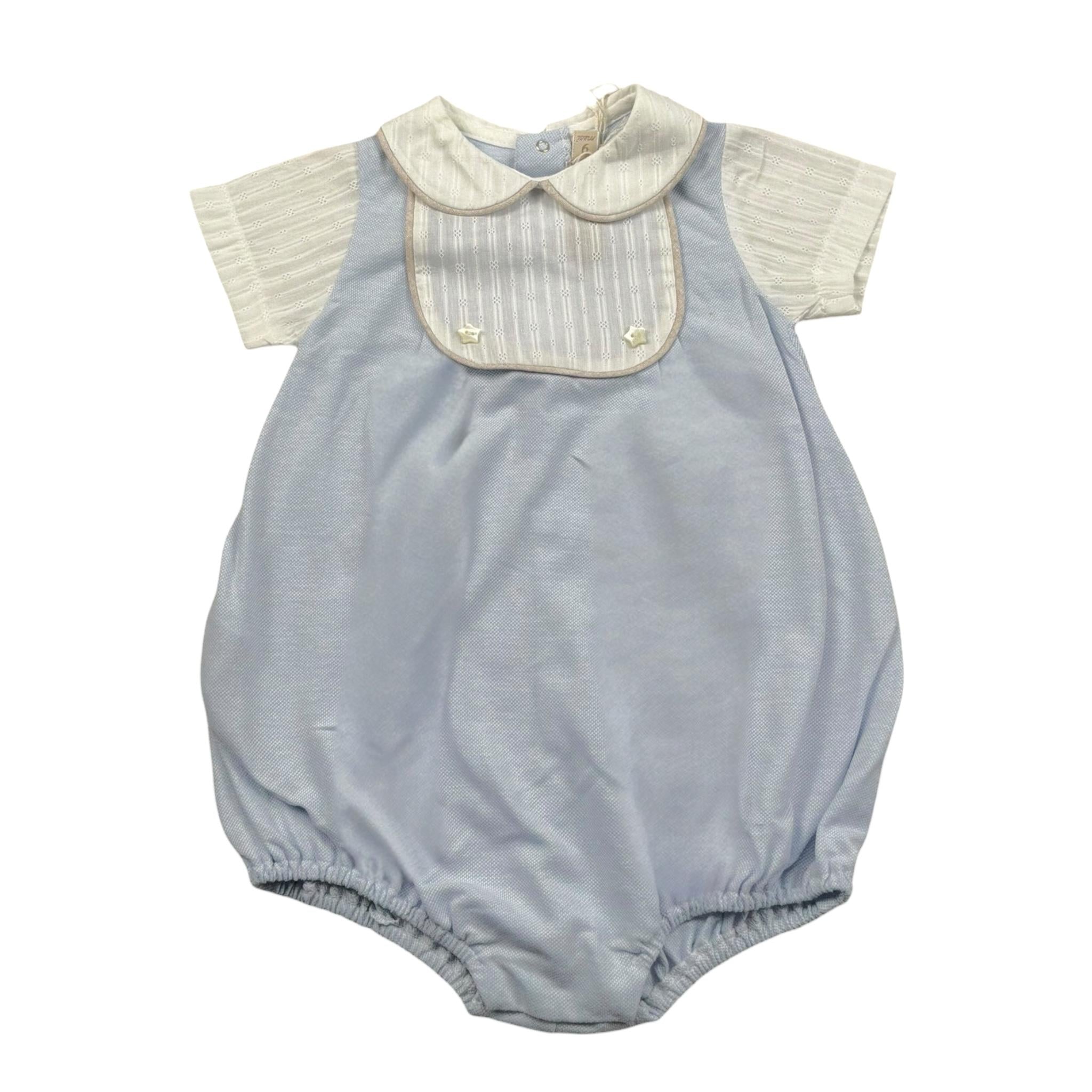 La Stupenderia Pagliaccetto Bicolore con Colletto per Neonata TBTT57 AZZURRO LA STUPENDERIA 