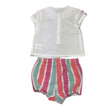 Yoedu Zweifarbiges Shirt-Short-Set Weiß/Rosa für Baby Mädchen
