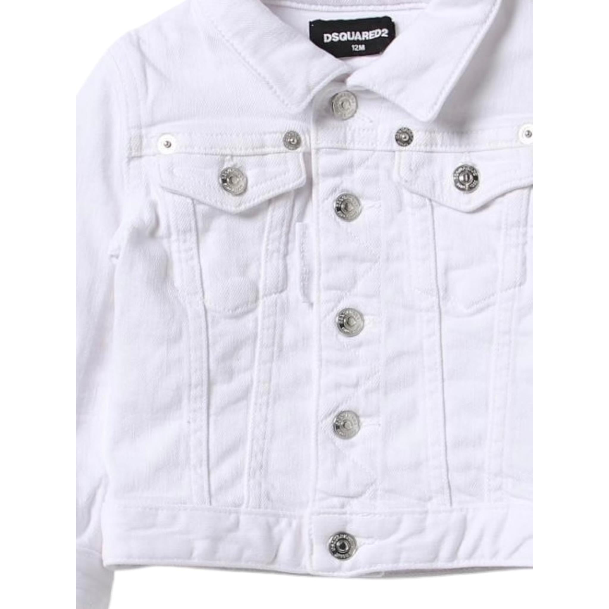 Dsquared2 Giubbino Tinta Unita In Denim per Bambino DQ1765J BIANCO DSQUARED2 