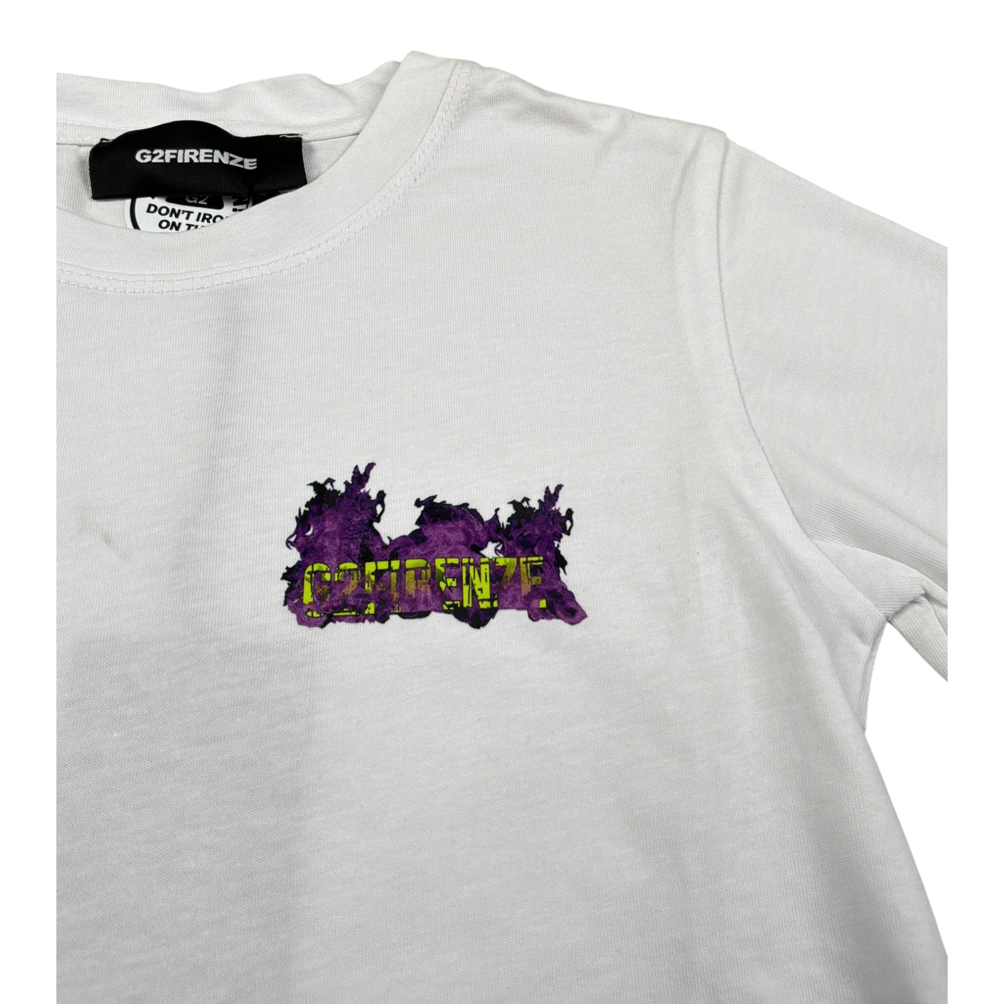 G2Firenze Tshirt Girocolo tinta unita con Stampa Bianco per Bambino SMOKE BIANCO G2FIRENZE 