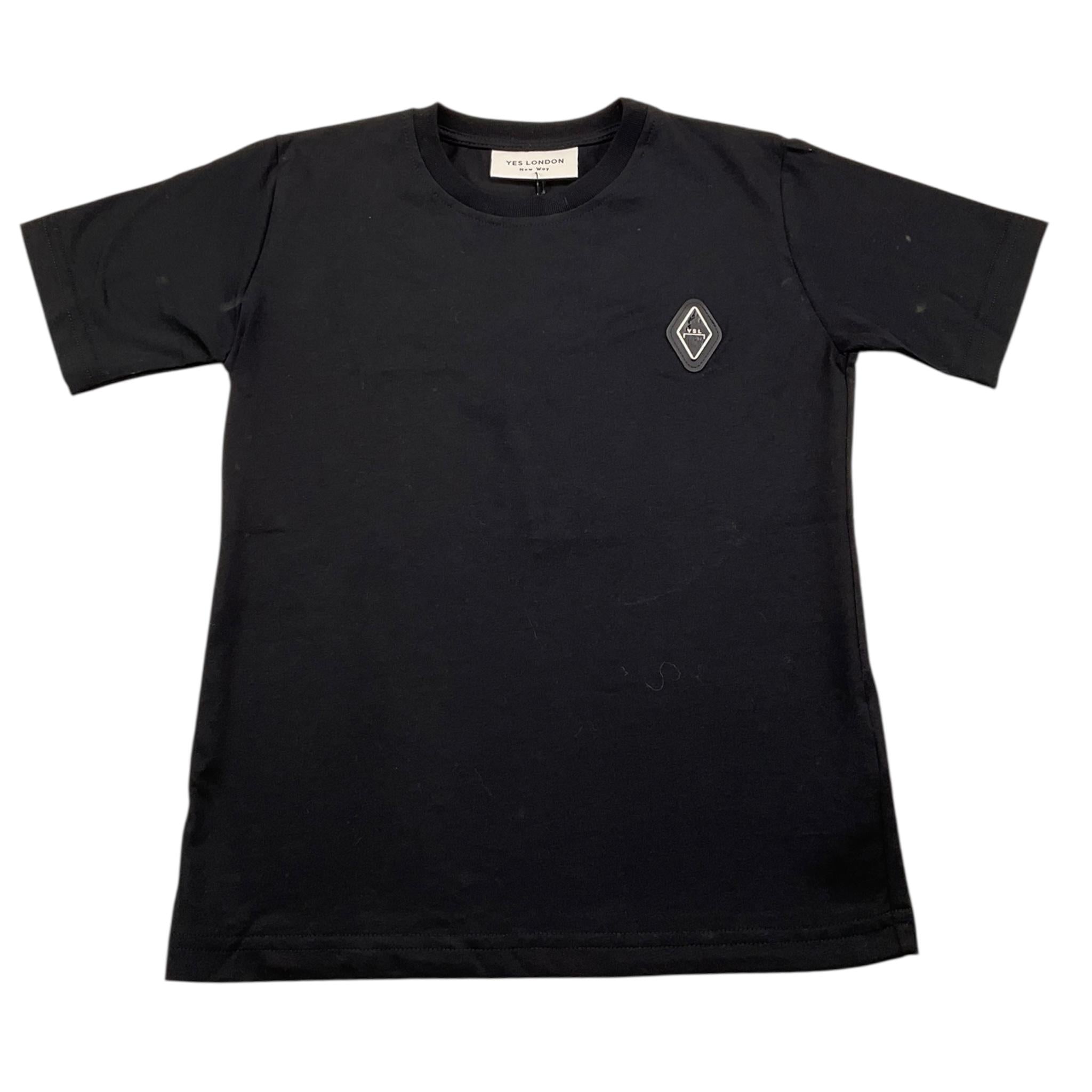 YES LONDON t-shirt girocoll tinta unita con logo Nero per Bambino JR2105 NERO YES LONDON 
