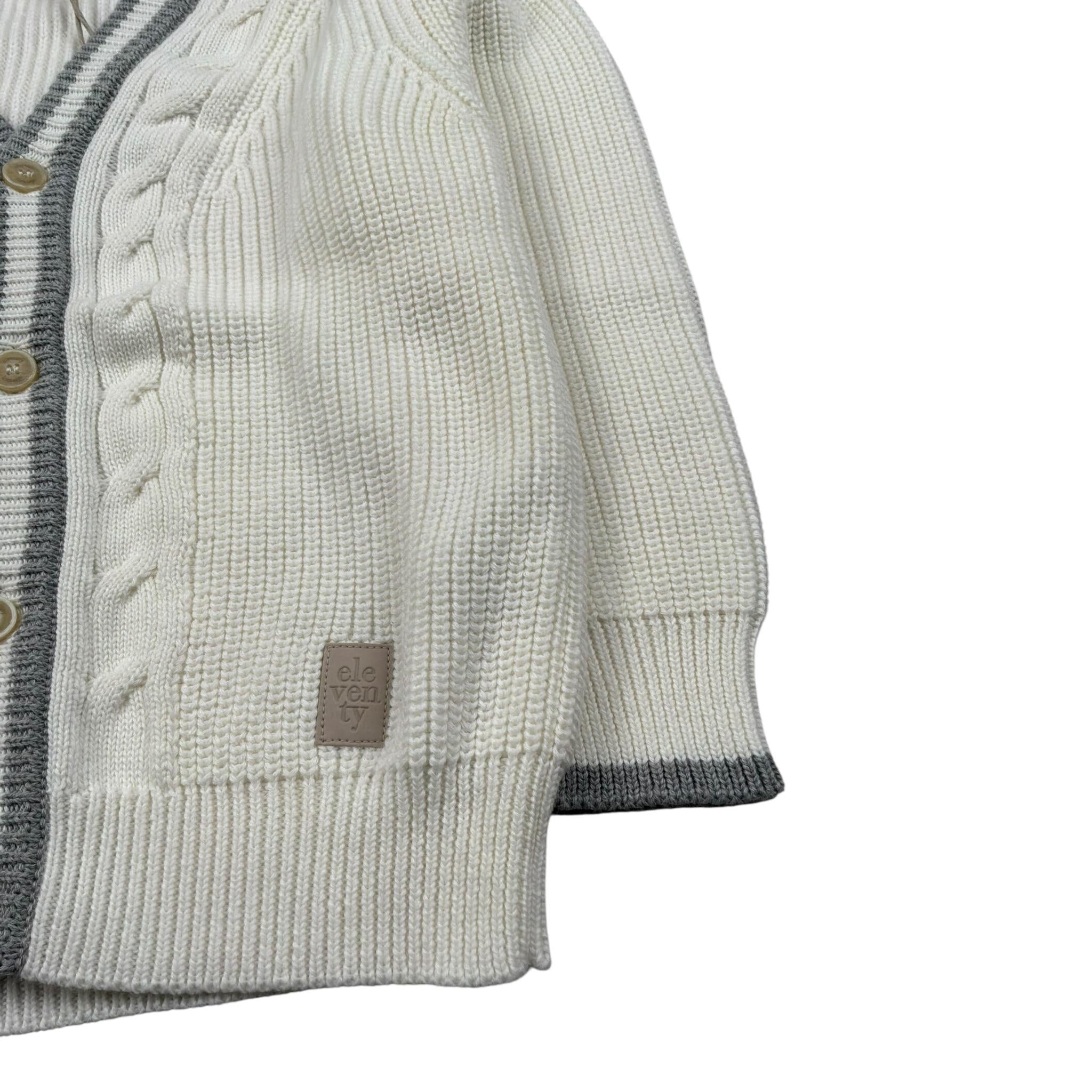 Eleventy Cardigan Tinta Unita con Pofili In Contrasto per Bambino EW9P50X BIANCO ELEVENTY 
