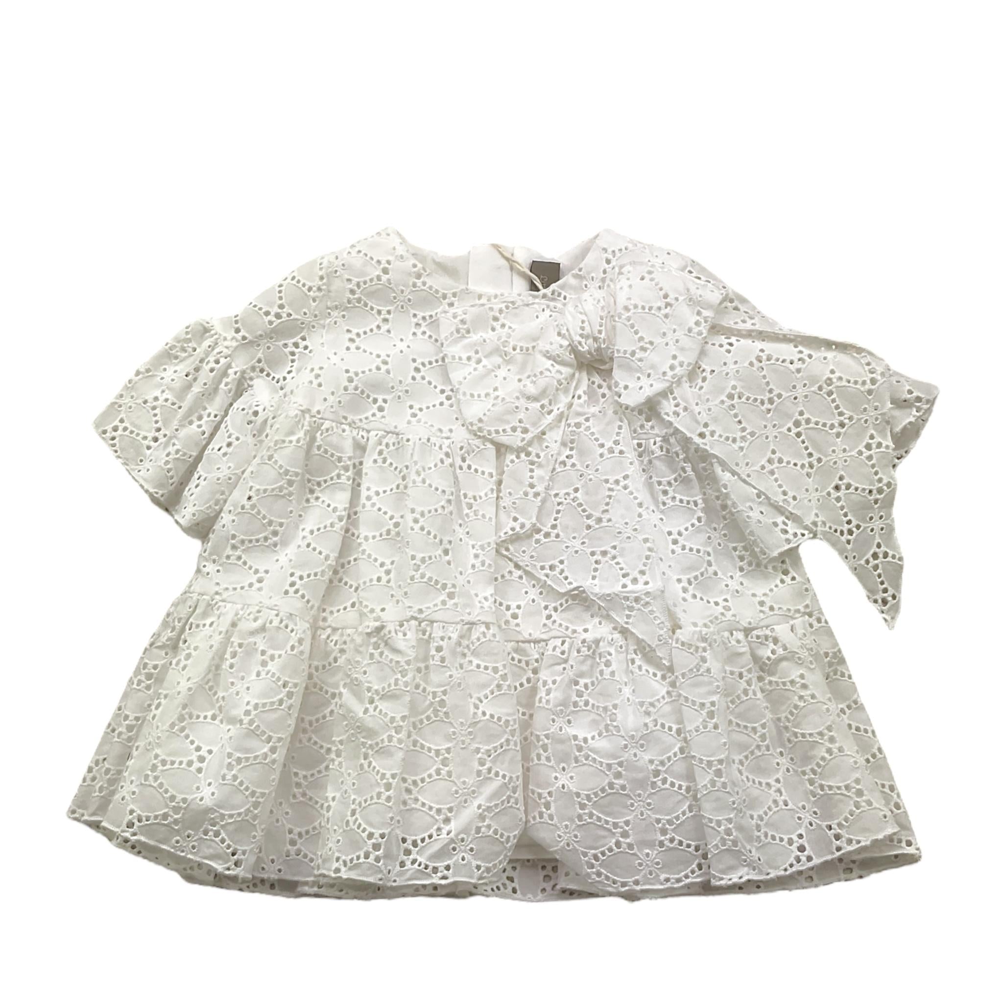 Little Bear Abito Tinta Unita Traforato con Fiocco per Neonata 8204N BIANCO LITTLE BEAR 