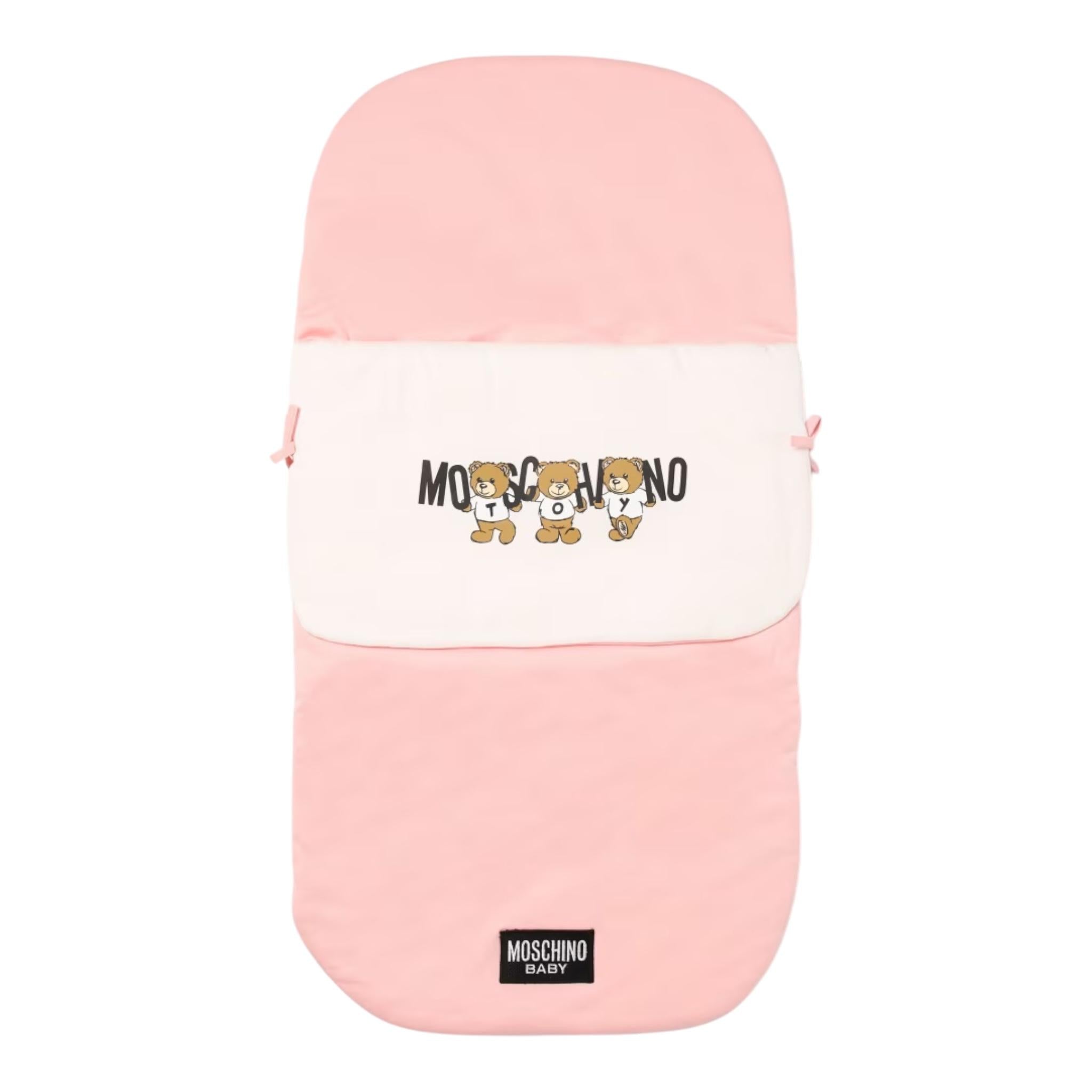 MOSCHINO sacca nanna bicolore con stampa logo Bianco/rosa per Neonata MPE00F BIANCO/ROSA MOSCHINO 