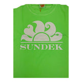 Sundek – Einfarbiges T-Shirt mit Rundhalsausschnitt und grünem Aufdruck für Jungen