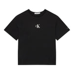 Calvin Klein T-Shirt Girocollo Tinta Unita con Logo per Bambino IG0IG02136 NERO CALVIN KLEIN 
