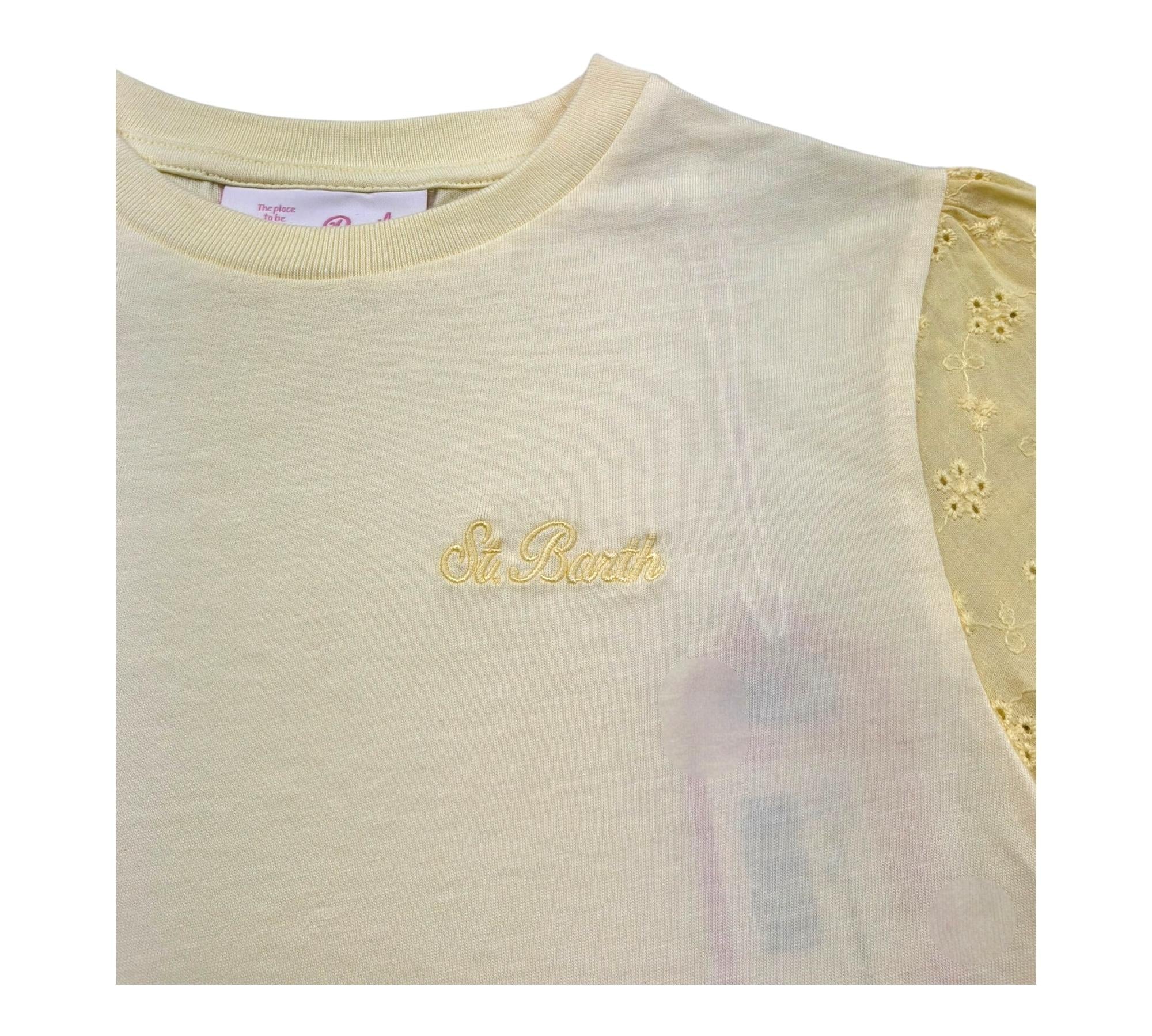 Saint Barth T-Shirt Girocollo Tinta Unita con Logo per Bambina MAISA GIALLO SAINT BARTH 
