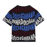 DOLCE & GABBANA t-shirt girocollo tinta unita con stampa Blu per Bambino L4JTHVX BLU DOLCE & GABBANA 