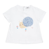 Das Eulen-T-Shirt mit Rundhalsausschnitt, einfarbig, mit Kontrastdruck, weiß für Baby-Mädchen