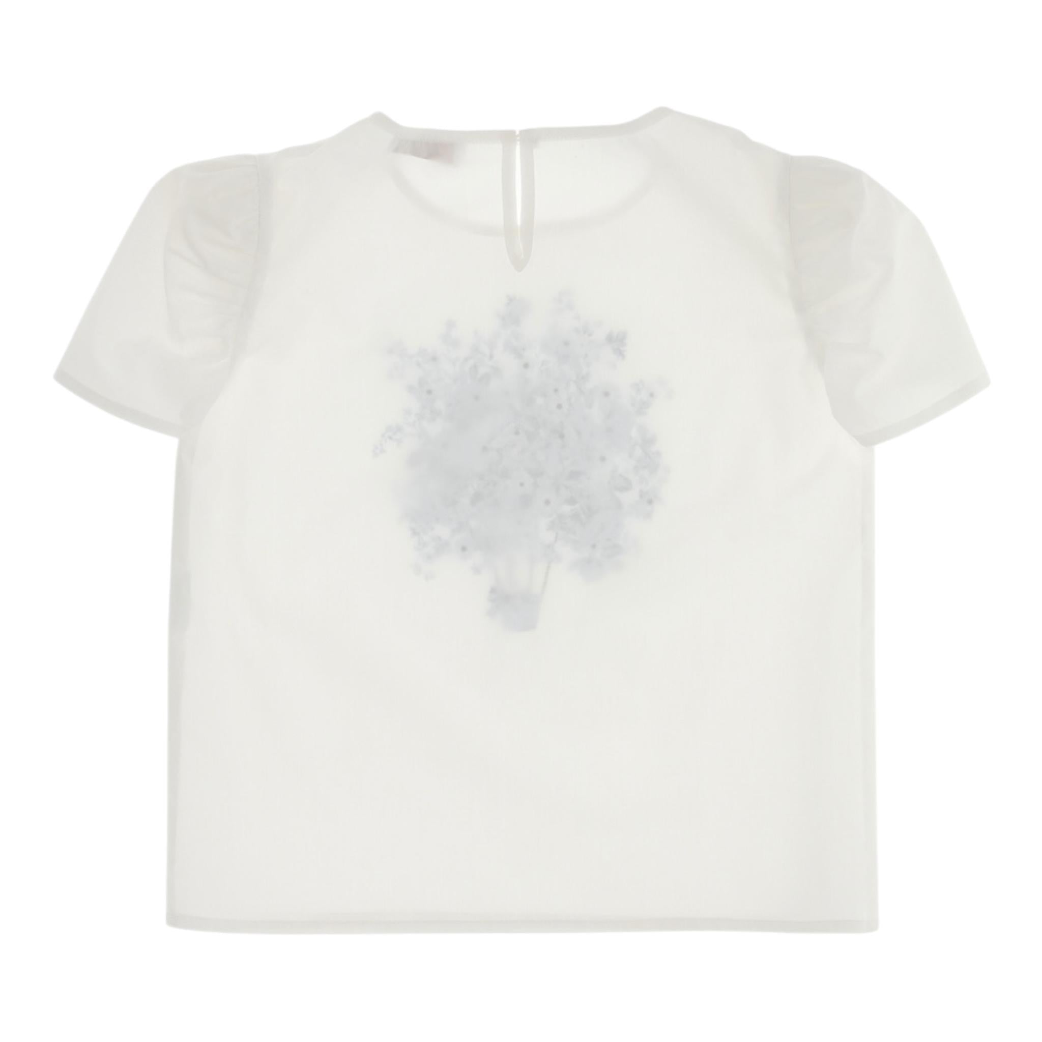 Monnalisa Camicia Mezza Manica Tinta Unita con Stampe per Bambina 719607 PANNA MONNALISA 