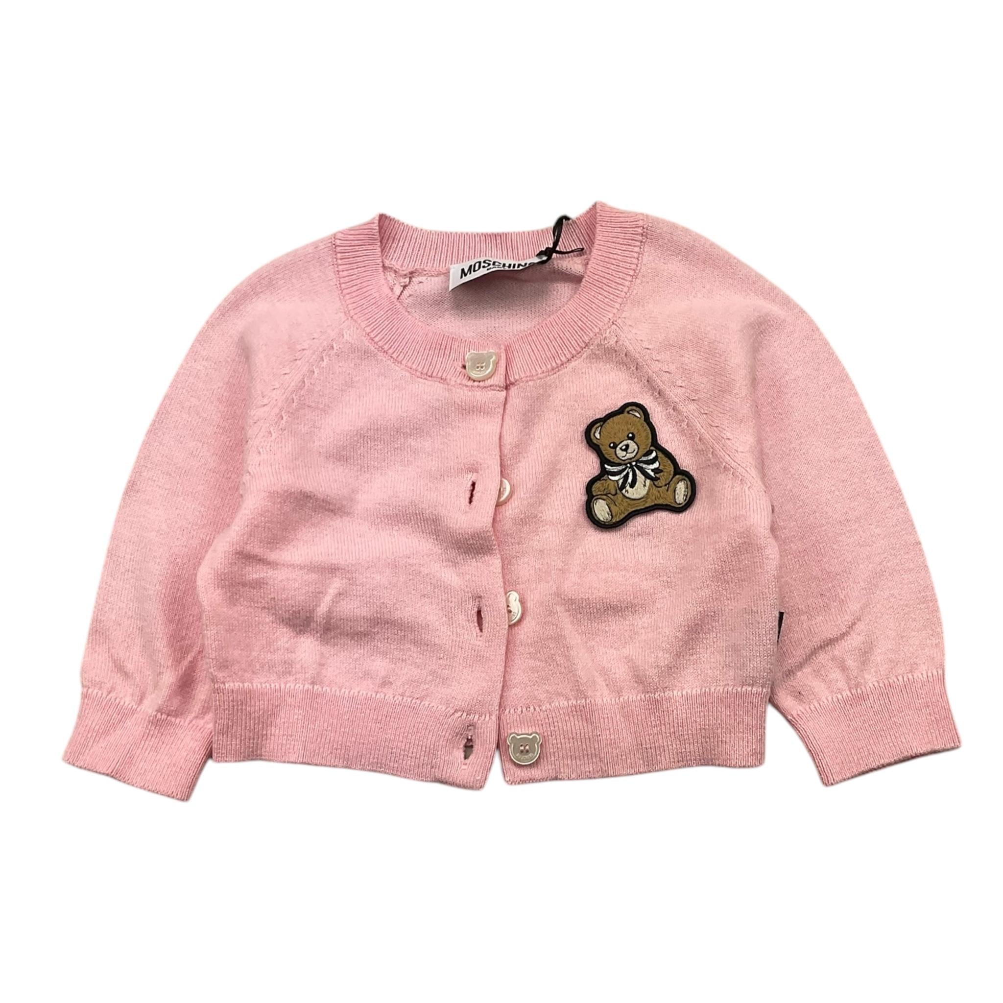 MOSCHINO cardigan tinta unita con logo Rosa per Neonata MDW015 ROSA MOSCHINO 