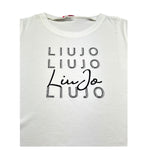 Liu Jo T-Shirt Girocollo Tinta Unita con Logo per Bambina G3099 BIANCO LIU JO 