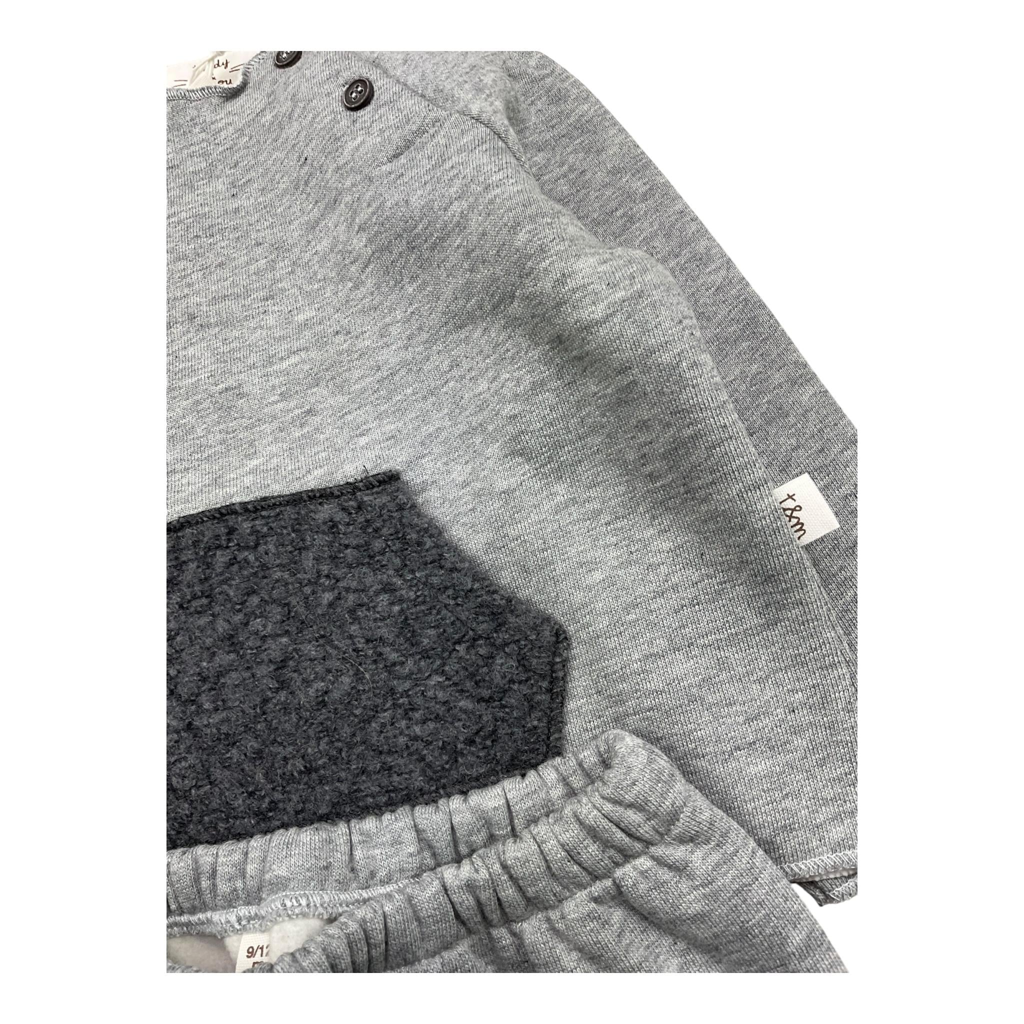 TEDDY E MINOU completo 2 pezzi felpa-pantalone tinta unita Grigio per Neonato I24CP056M0131X GRIGIO TEDDY E MINOU 