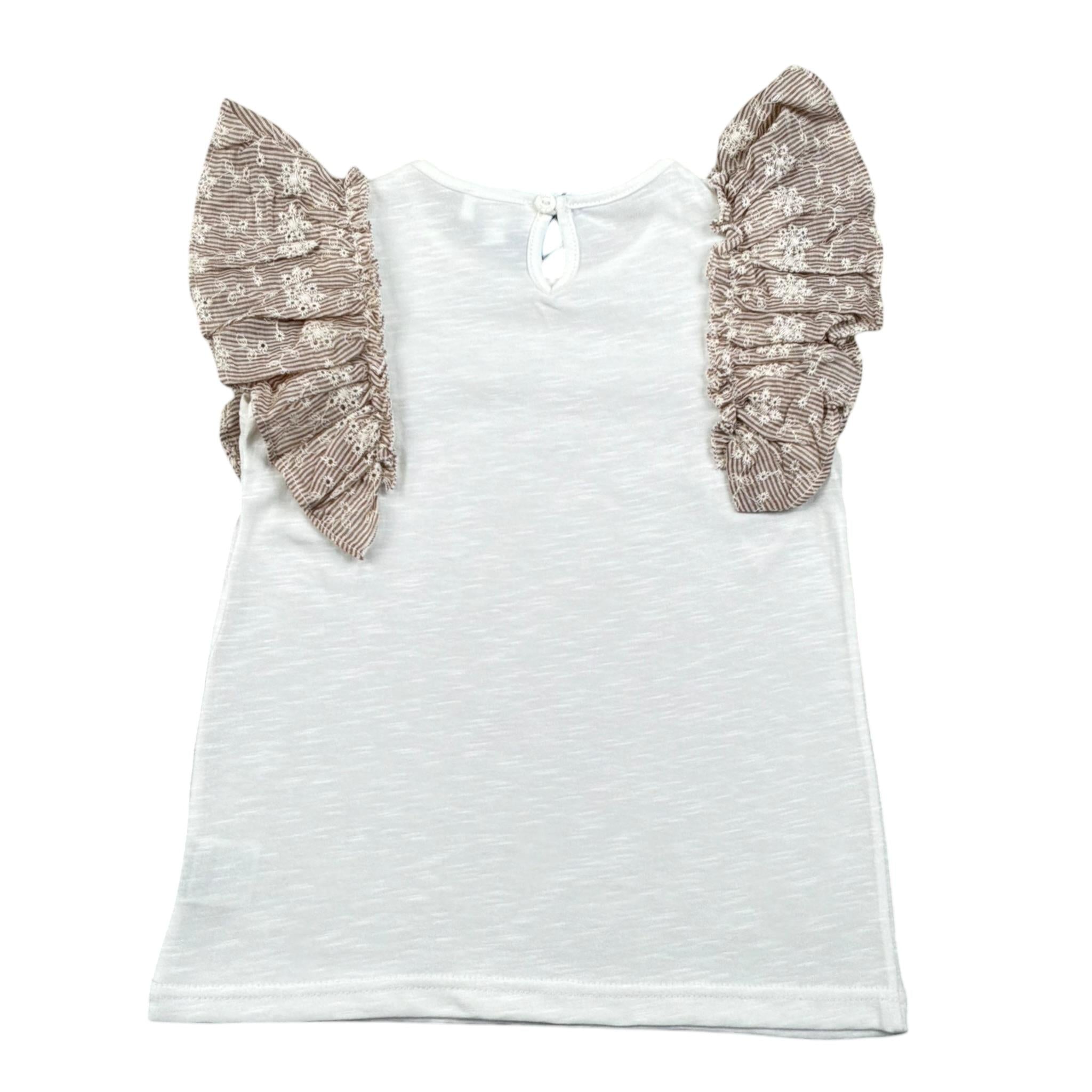 Lalalu' T-Shirt Tinta Unita con Balze per Bambina TSL70PB BIANCO LALALU' 