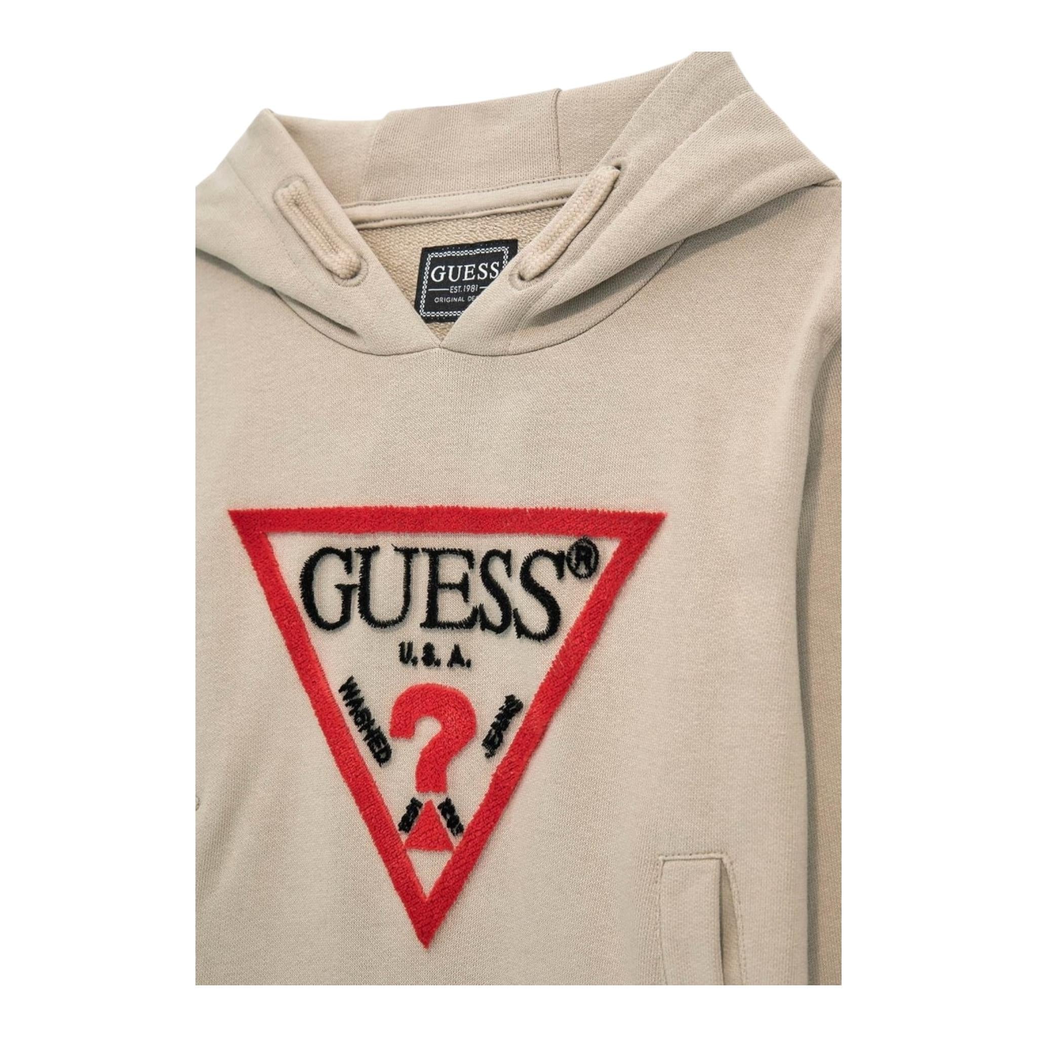 GUESS felpa chiusa con cappuccio titna unita con logo Beige per Bambino L4RQ23KAD74 BEIGE GUESS 