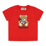 Moschino T-Shirt Girocollo Tinta Unita con Orso per Neonato MNM047XXXX ROSSO MOSCHINO 