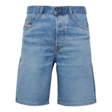 Diesel Bermuda Denim Einfarbig Verstellbare Taille Hellblau Für Jungen