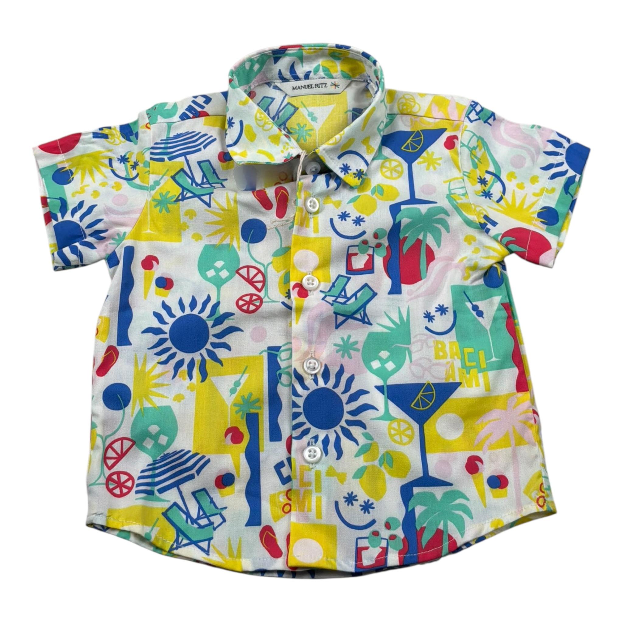 Manuel Ritz Camicia Mezza Manica Stampa Fantasia Bianco per Bambino MR2587J BIANCO MANUEL RITZ 