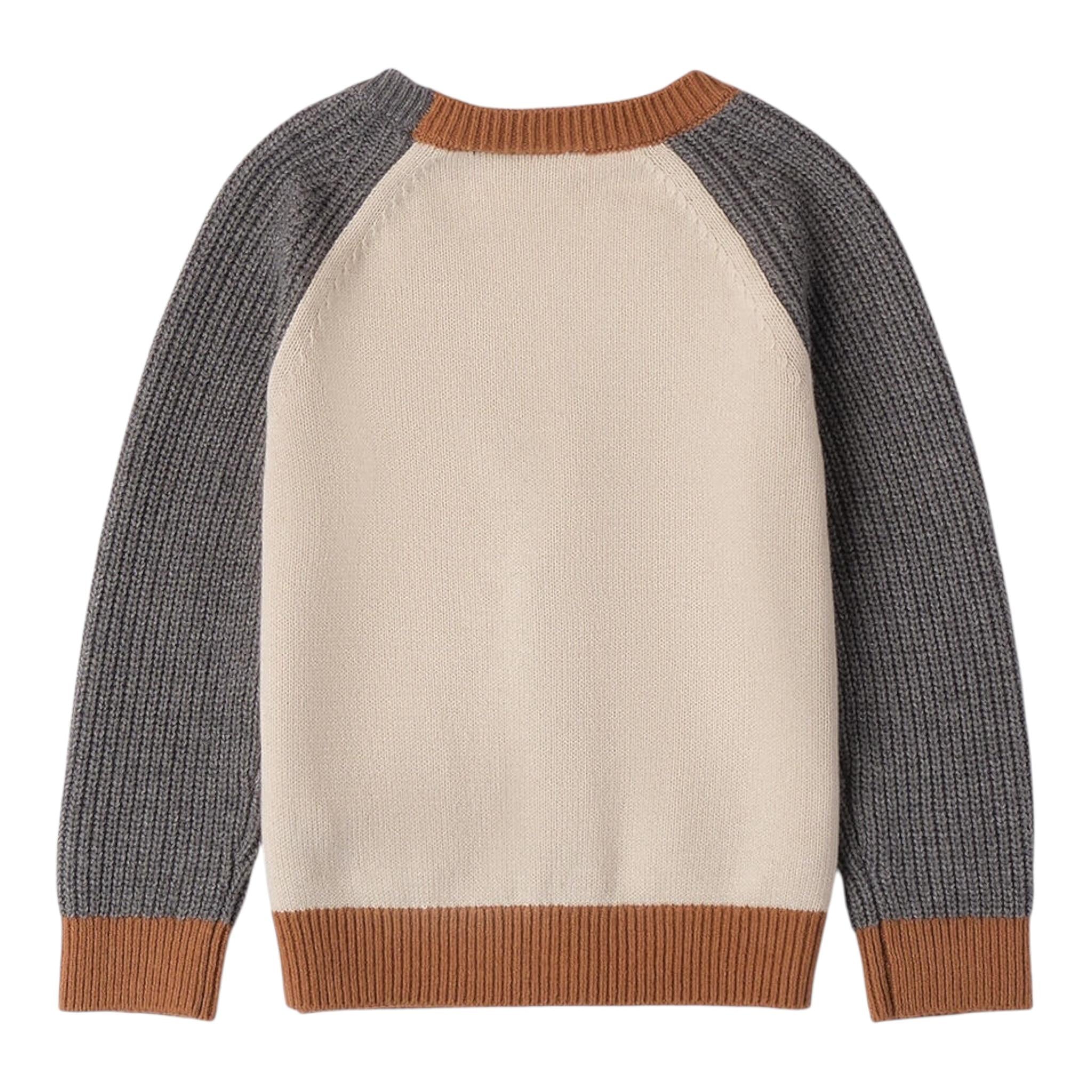 MINI BANDA cardigan tinta unita con maniche in contrasto Panna per Neonato 0A108N PANNA MINI BANDA 