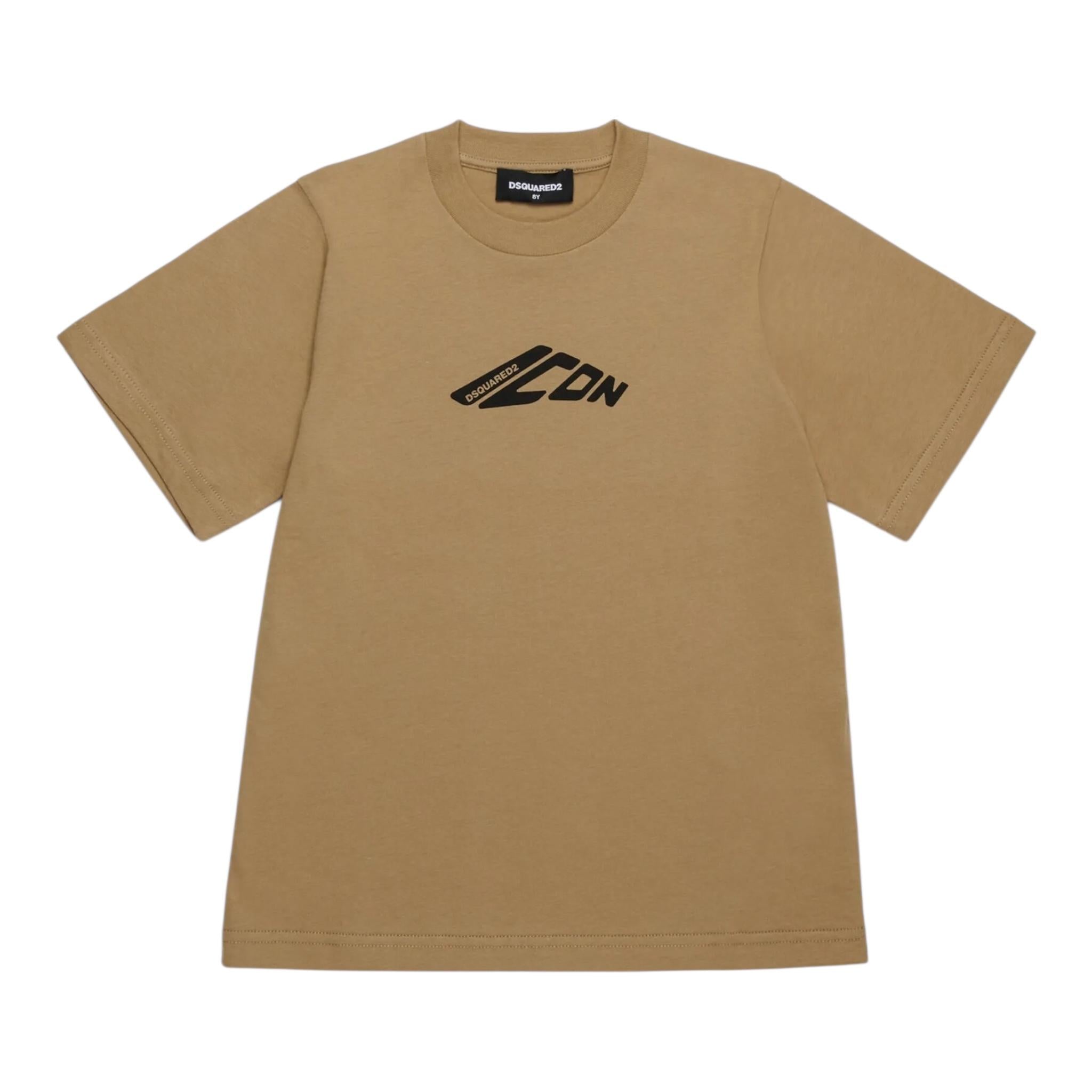 Dsquared2 T-Shirt Girocollo Tinta Unita con Stampa per Bambino DQ2941 BEIGE DSQUARED2 