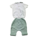 Little Bear 2-teiliges Set, zweifarbiges Hemd-Hose-Set in Weiß/Aquagrün für Neugeborene