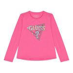 GUESS shirt girocollo tinta unita con stampa Rosa per Bambina K4YI11K6YW4J ROSA GUESS 