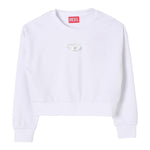 Diesel Felpa Chiusa Girocollo Tinta Unita con Logo per Bambina J01826X BIANCO DIESEL 