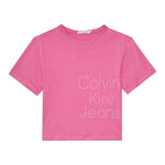 Calvin Klein T-Shirt Girocollo Tinta Unita con Stampa per Bambina IG0IG02346 ROSA CALVIN KLEIN 