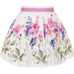 Monnalisa Gonna Tinta Unita Fantasia Floreale per Bambina GNMN BIANCO MONNALISA 