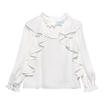 ABEL & LULA camicia manica lunga tinta unita con rouches Bianco per Bambina 5677 BIANCO ABEL & LULA 