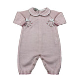 Marlu' Tutina Manica Lunga Tinta Unita con Ricami per Neonata EB2410 ROSA MARLU' 