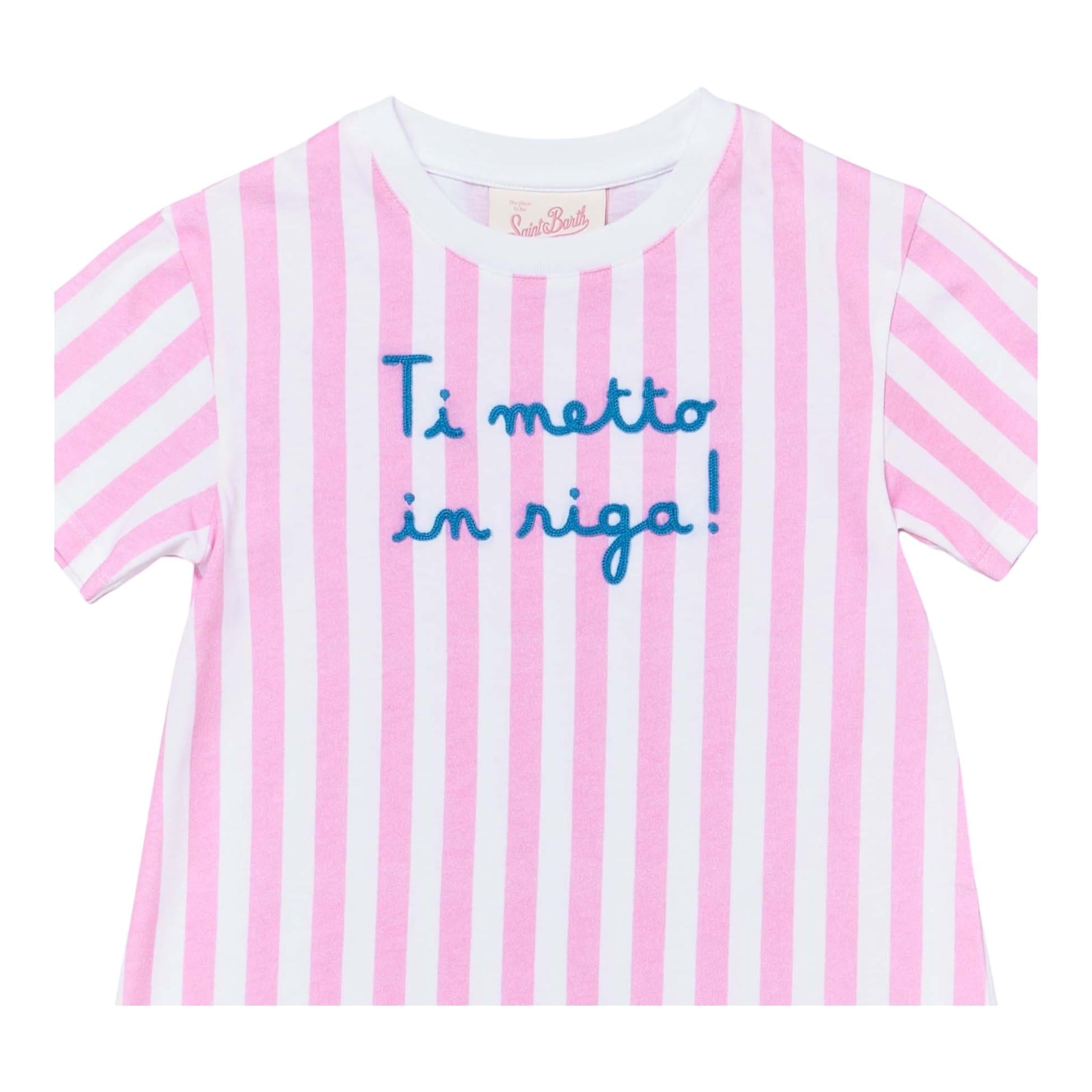 Saint Barth Abito Bicolore con Fantasia A Righe per Bambina ABY0001 BIANCO/ROSA SAINT BARTH 