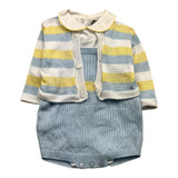Marlu‘ 3-teiliges Set Shirt-Cardigan-Blauer Strampler für Neugeborene