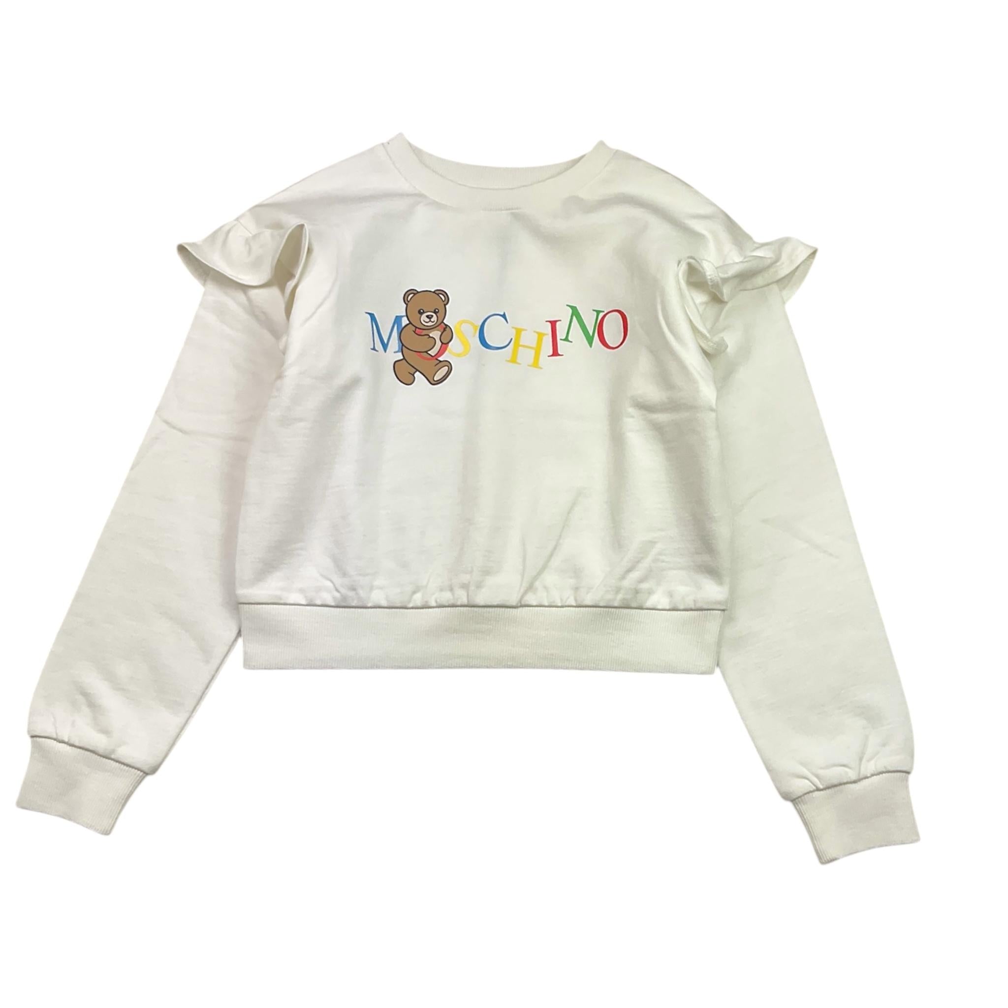 MOSCHINO felpa girocollo tinta unita con stampa Bianco per Bambina HDF06D BIANCO MOSCHINO 