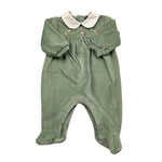 ILFAROBIMBI tutina manica lunga tinta unita in ciniglia Verde per Neonata IFN50970 VERDE ILFAROBIMBI 