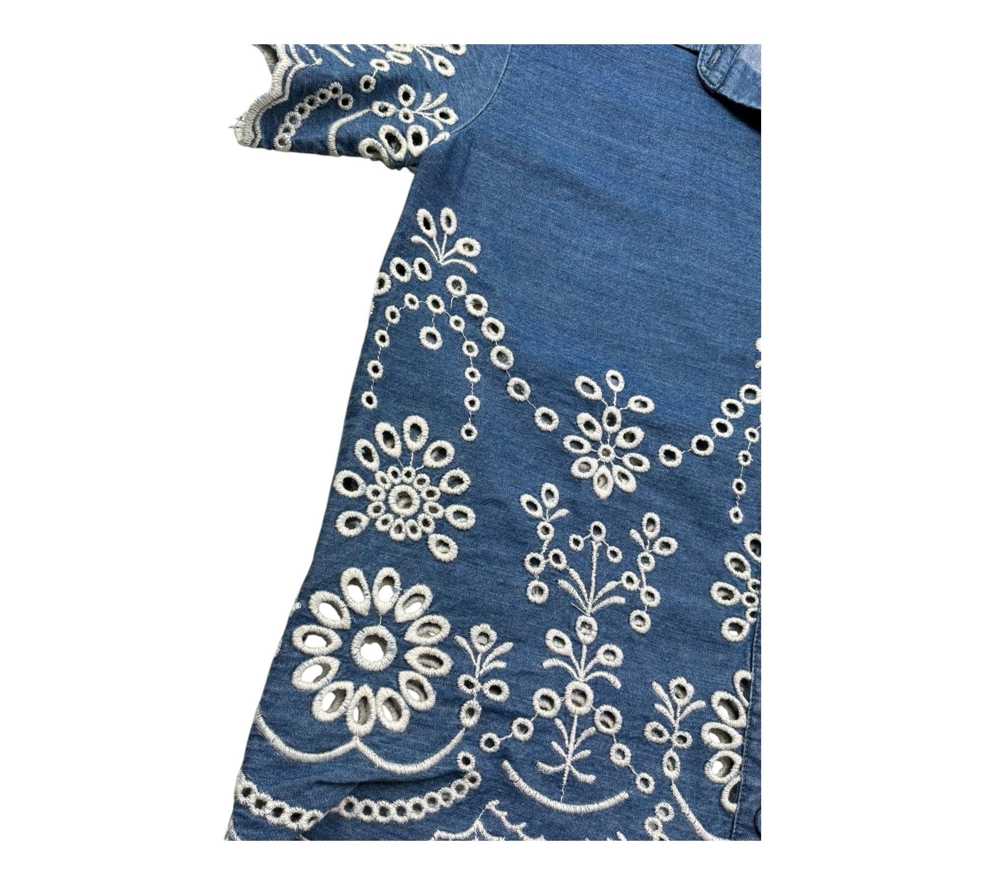 Saint Barth Camicia Mezza Manica Tinta Unita In Pizzo Sangallo per Bambina CLEMENTINE BLU SAINT BARTH 