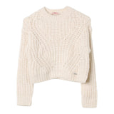 LIU JO maglia girocollo tinta unita con trafori Crema per Bambina GF4213 CREMA LIU JO 