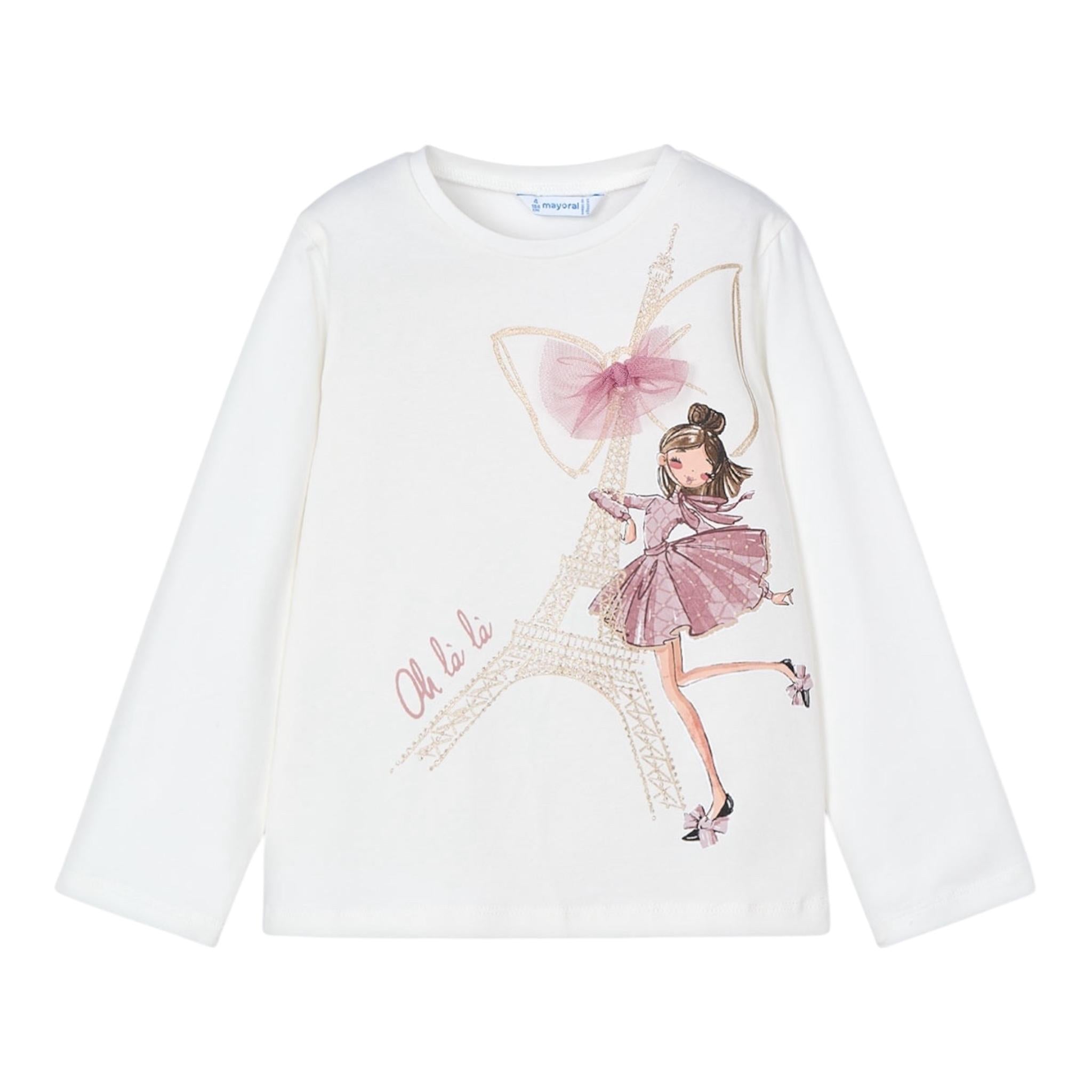 MAYORAL shirt girocollo tinta unita con stampa Bianco per Neonata 4063 BIANCO MAYORAL 